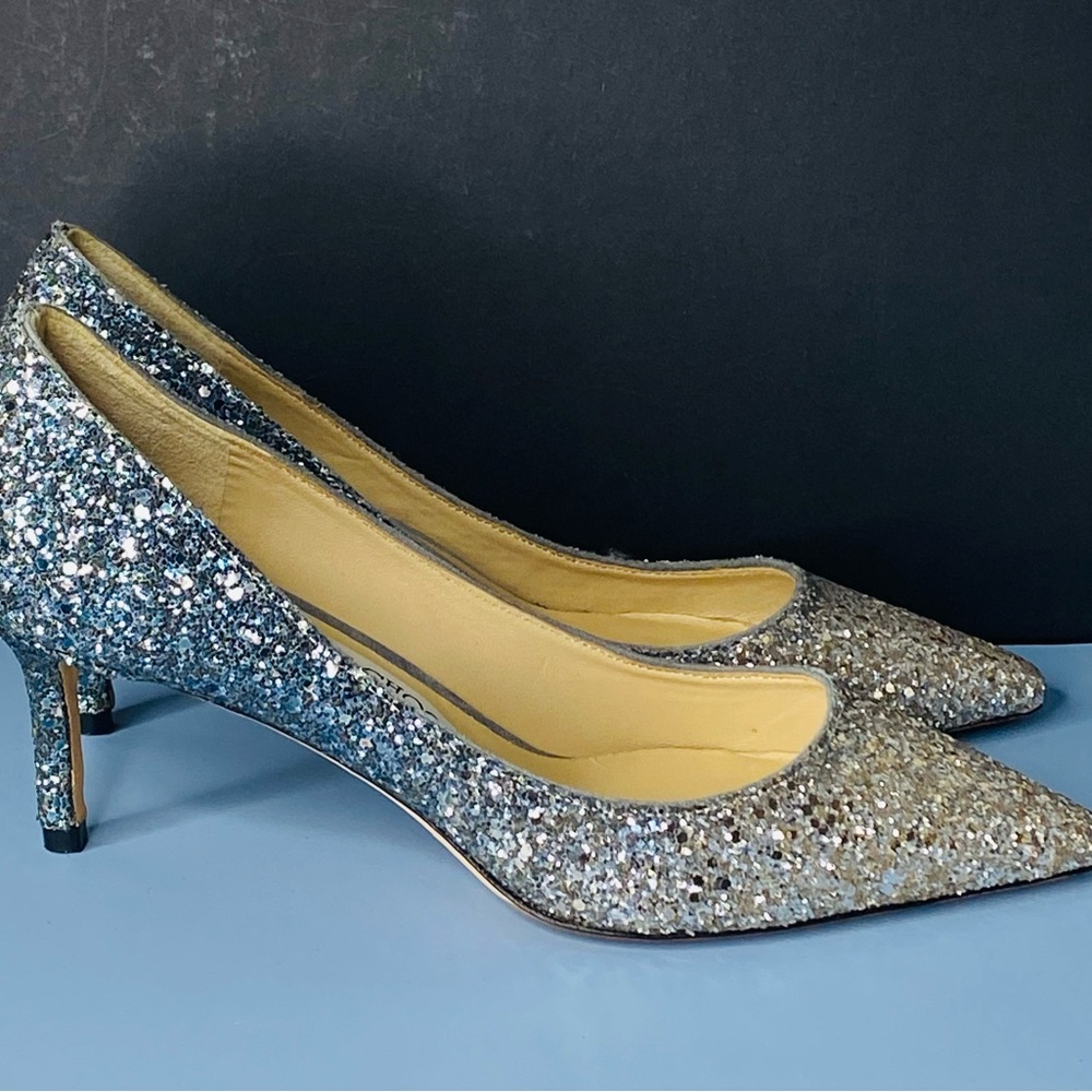 Jimmy Choo Authentic Romy 60 Gradient Ombré Silver and Blue Heels Size 38 - Picture 8 of 17